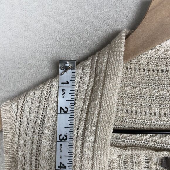 J JILL Wool Blend Open Waterfall Sweater‎ Vest Sz L Cream Knit Cardigan Soft - Picture 6 of 9
